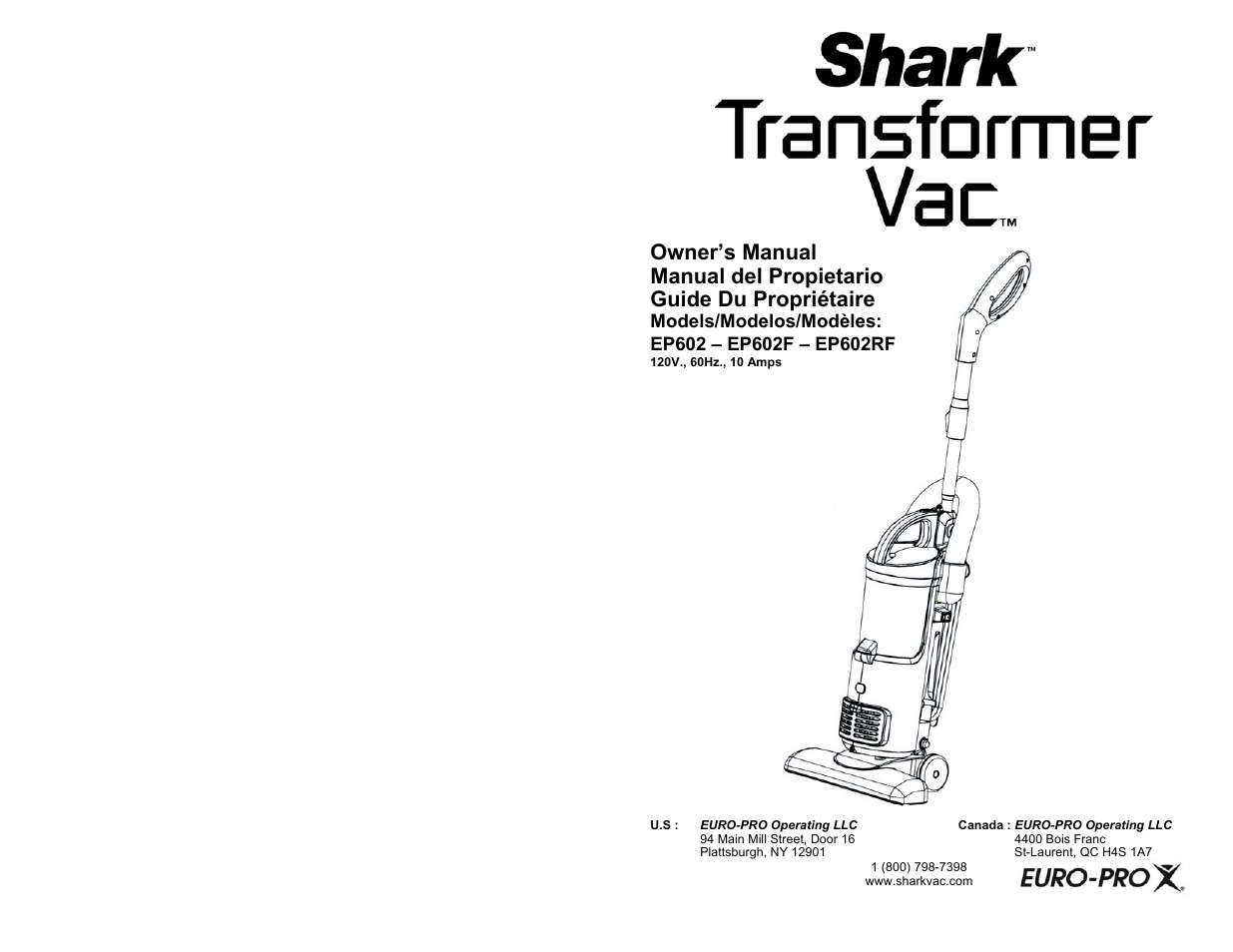 Shark EP602RF User Manual | 18 pages