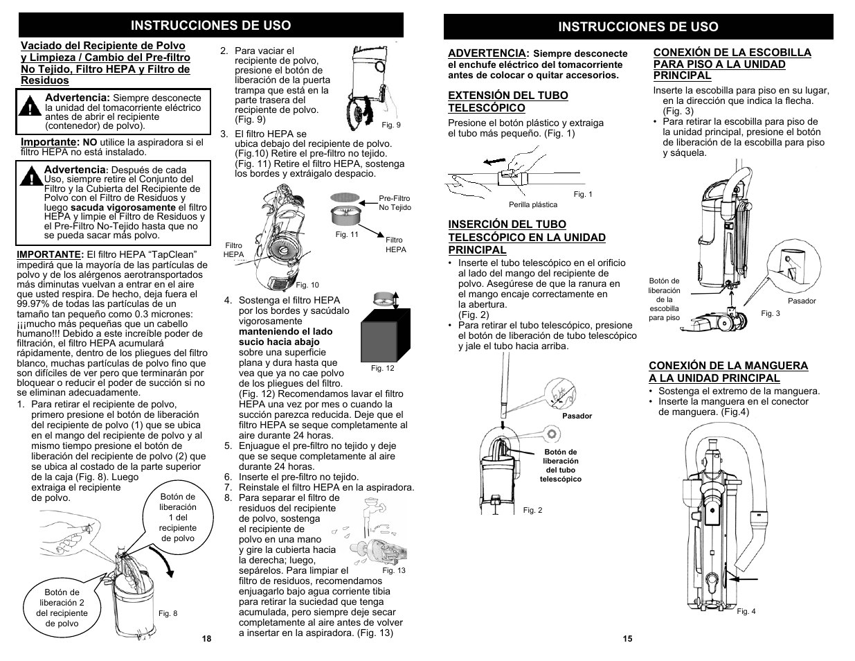 Instrucciones de uso | Shark EP602RF User Manual | Page 17 / 18