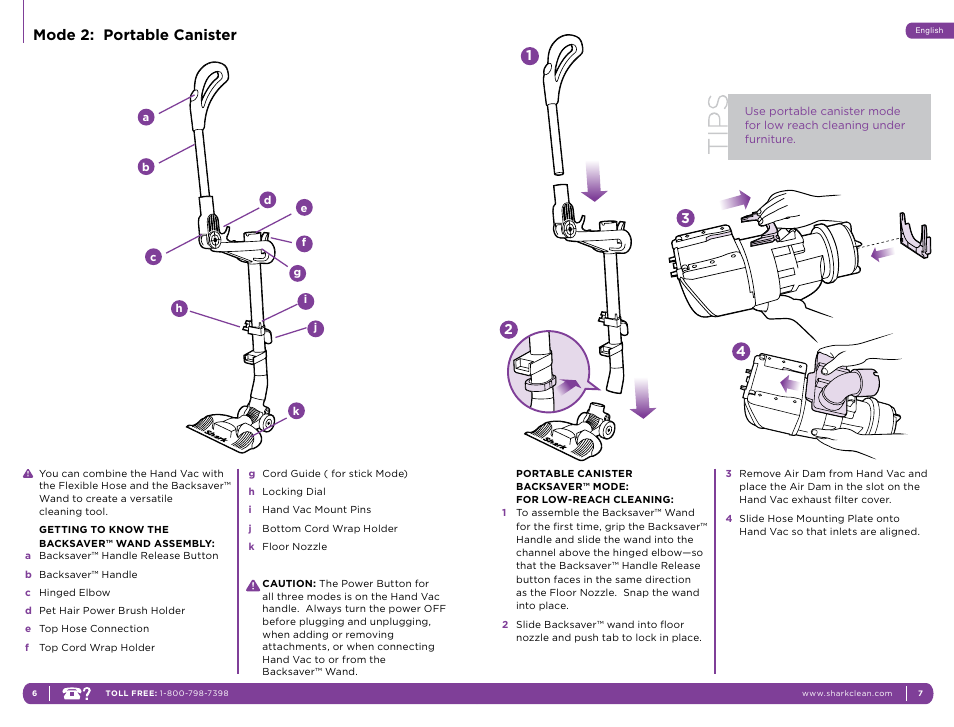 Mode 2: portable canister | Shark NH15W User Manual | Page 7 / 15