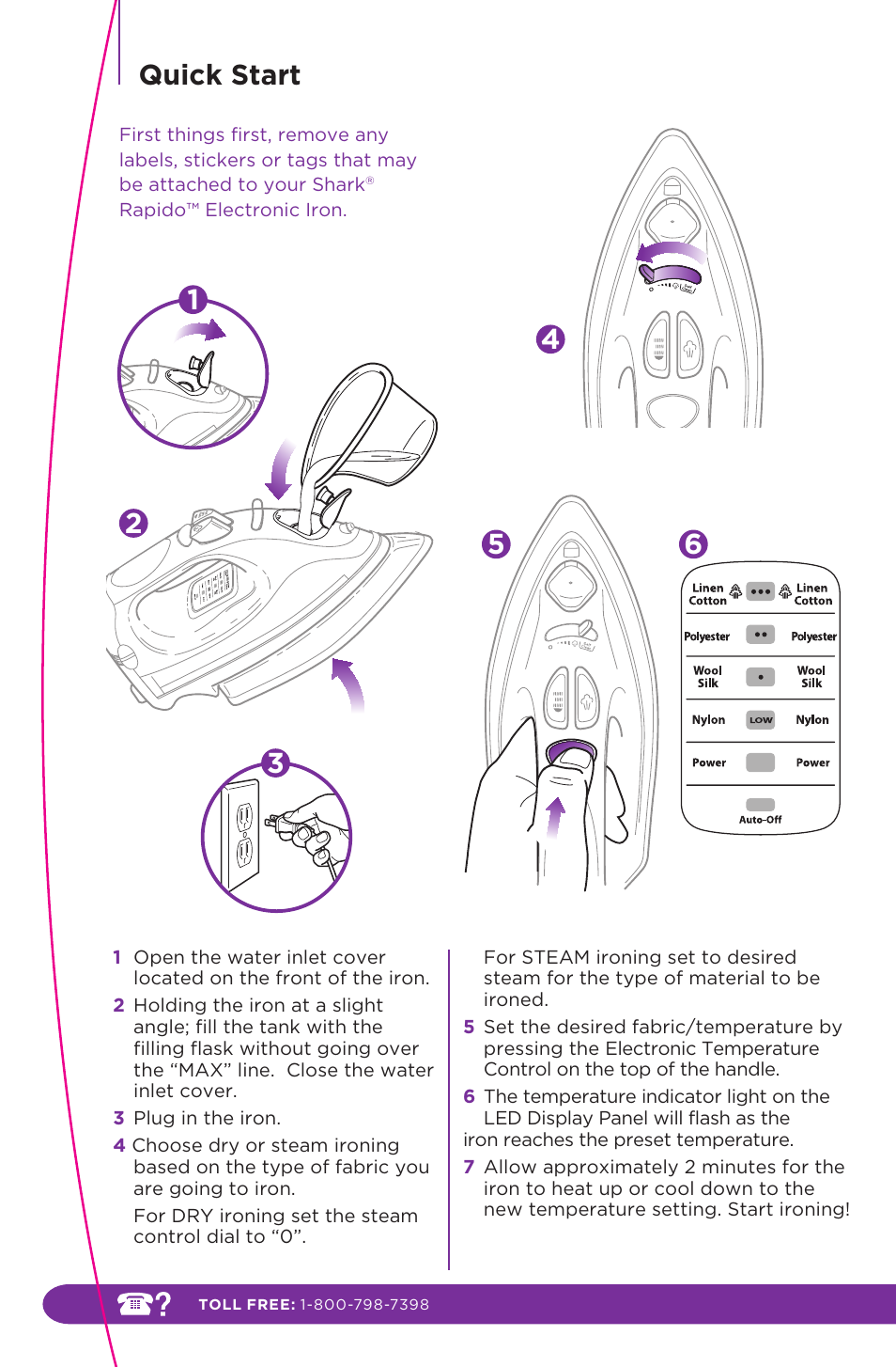 Quick start | Shark GI468CN 12 User Manual | Page 4 / 20