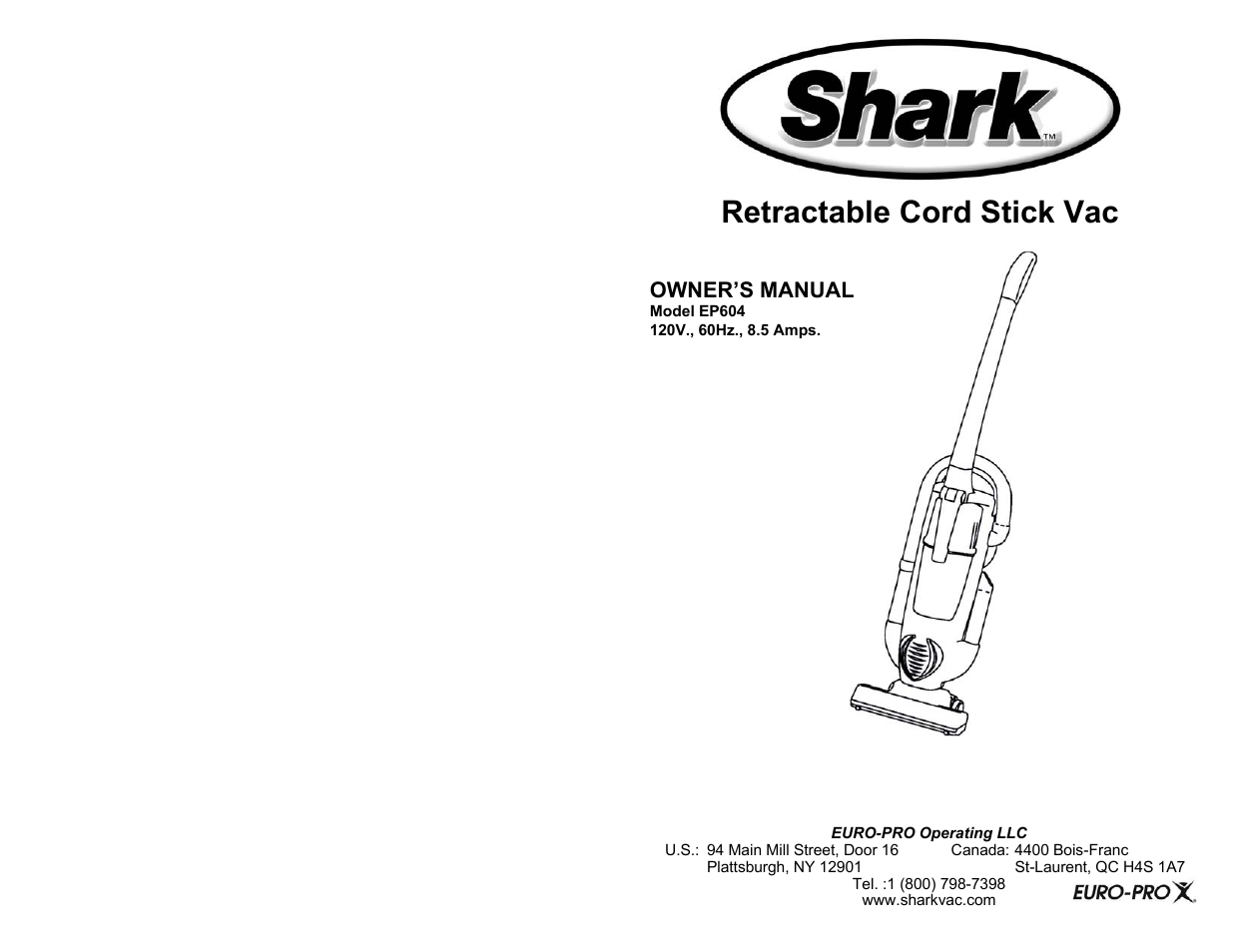 Shark EP604 User Manual | 6 pages