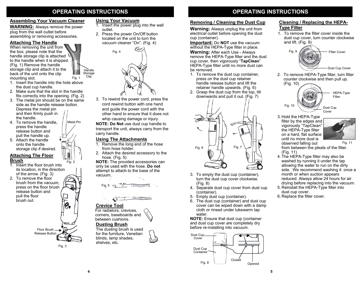 Operating instructions | Shark EP604 User Manual | Page 6 / 6