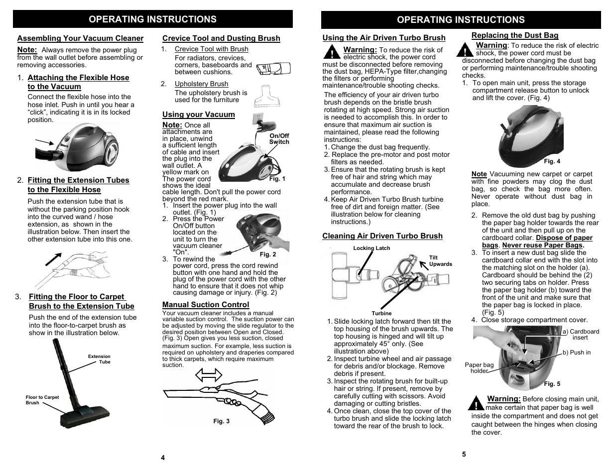 Operating instructions | Shark EP709T User Manual | Page 6 / 6