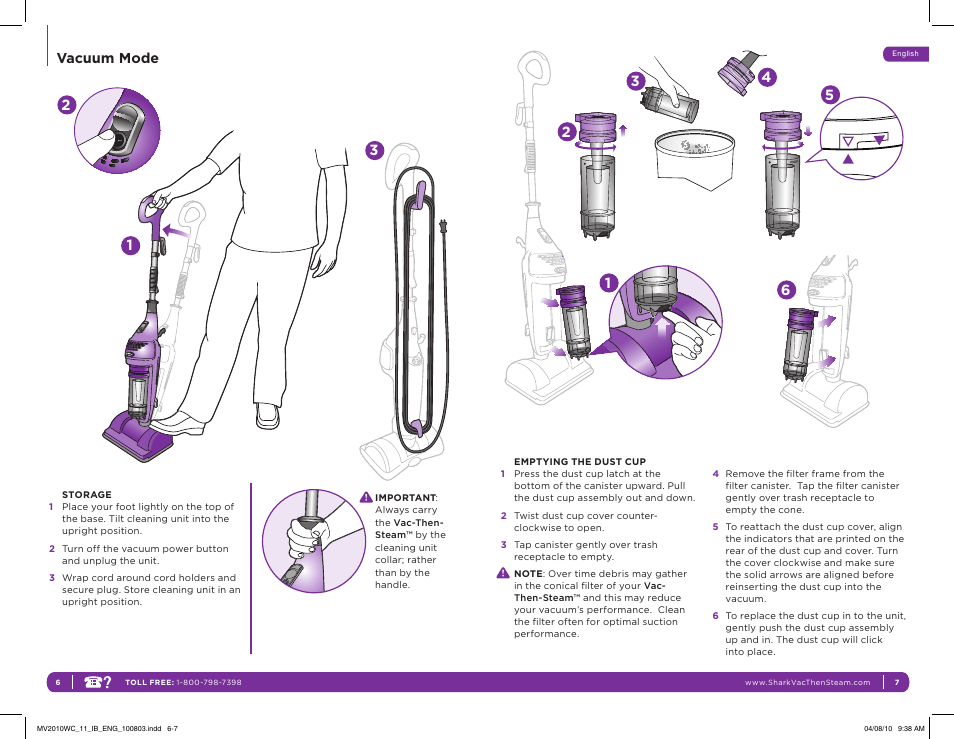Vacuum mode | Shark VAC-THEN-STEAM MV2010WC User Manual | Page 6 / 11