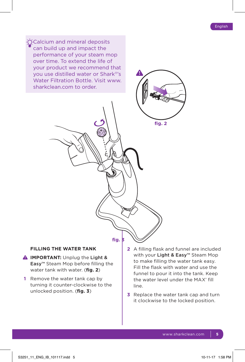 Shark LIGHT & EASY S3251 User Manual | Page 11 / 20