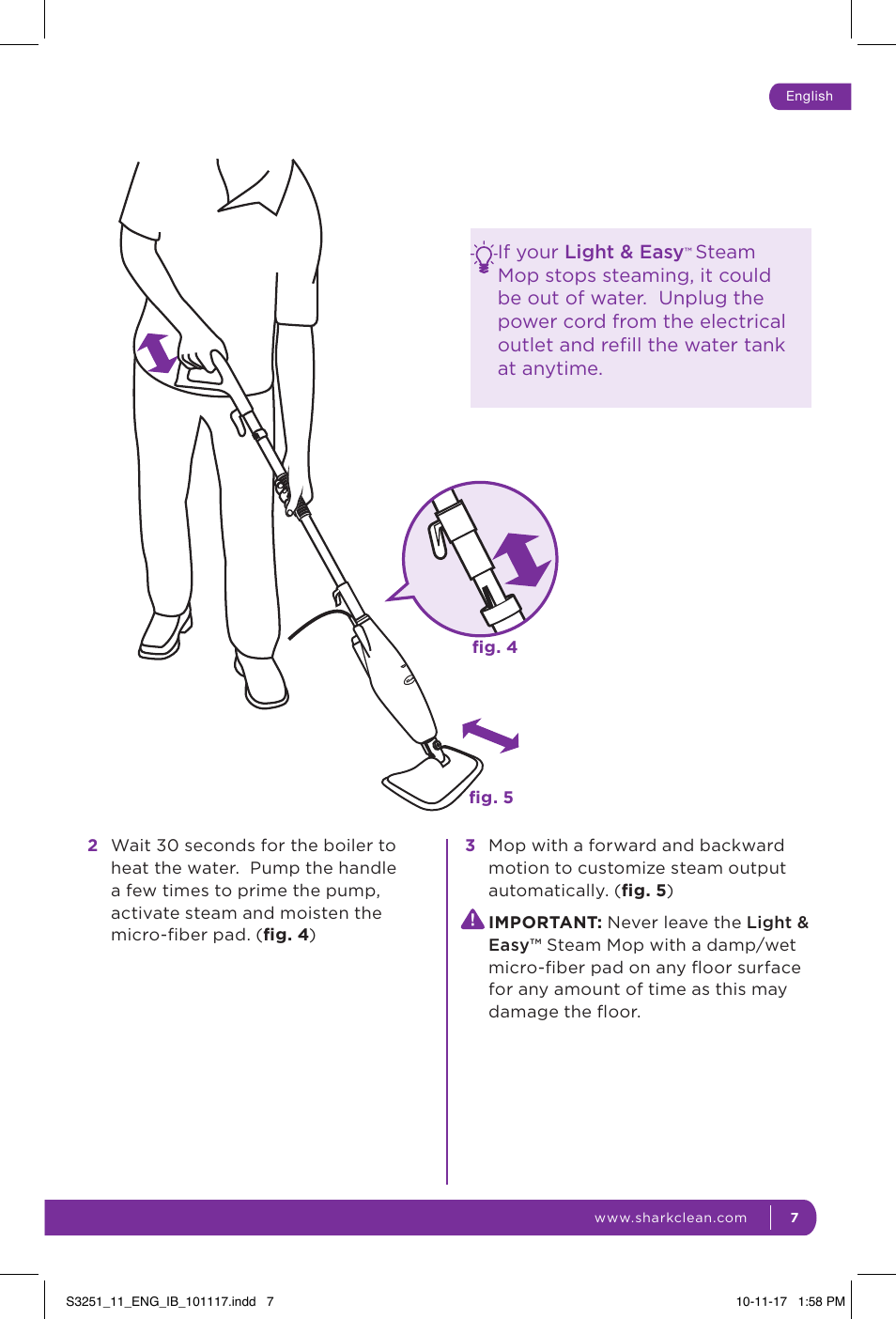 Shark LIGHT & EASY S3251 User Manual | Page 13 / 20