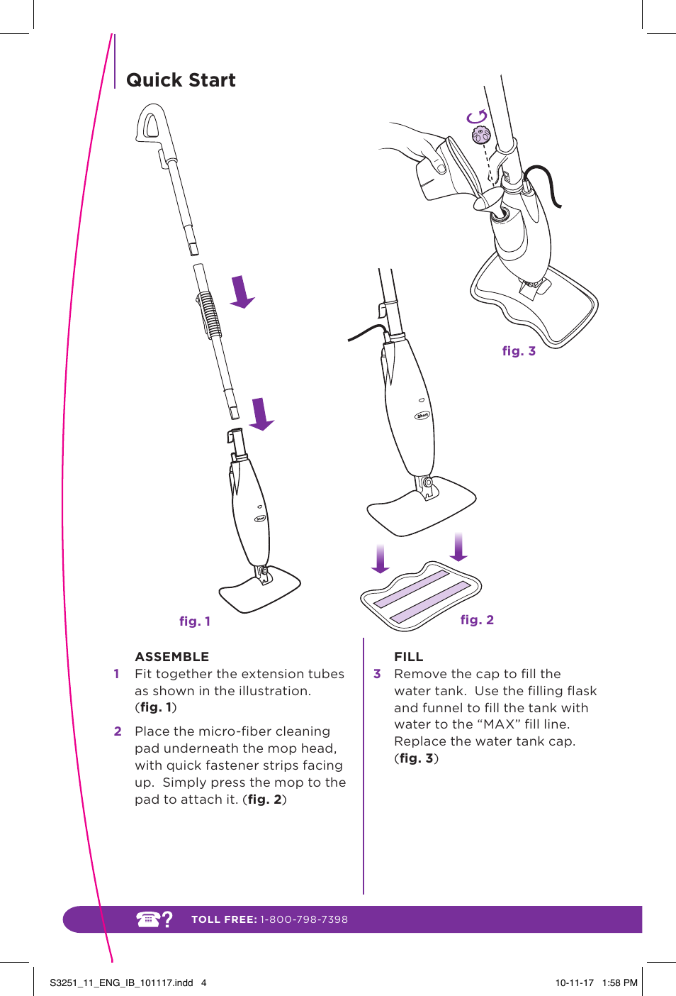 Quick start | Shark LIGHT & EASY S3251 User Manual | Page 4 / 20