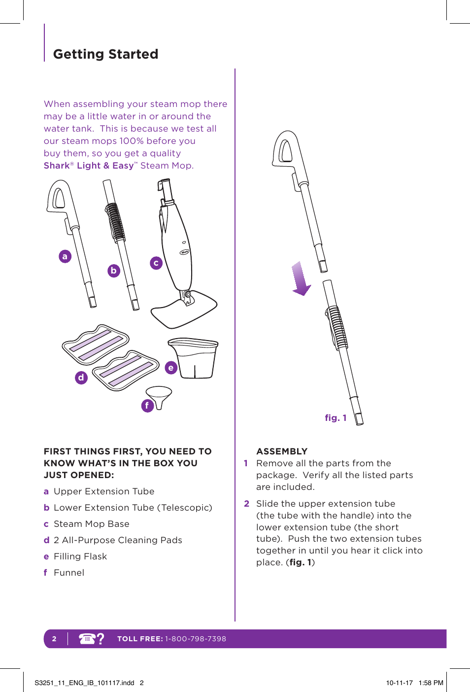 Getting started | Shark LIGHT & EASY S3251 User Manual | Page 8 / 20