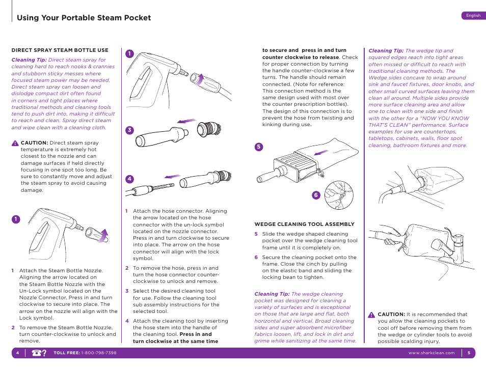 Using your portable steam pocket | Shark SC630W User Manual | Page 6 / 12