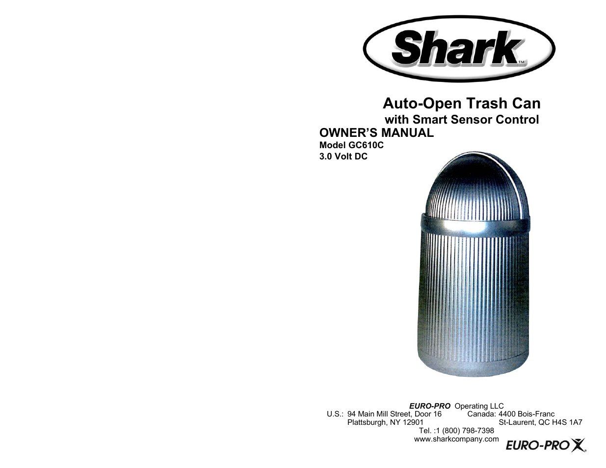 Shark GC610C User Manual | 4 pages