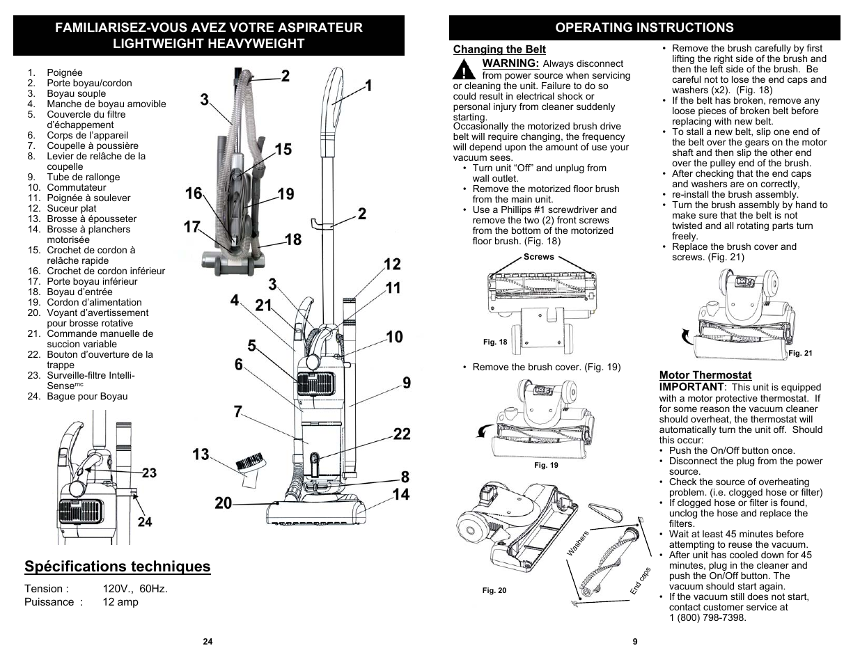 Spécifications techniques | Shark EP621 User Manual | Page 11 / 18