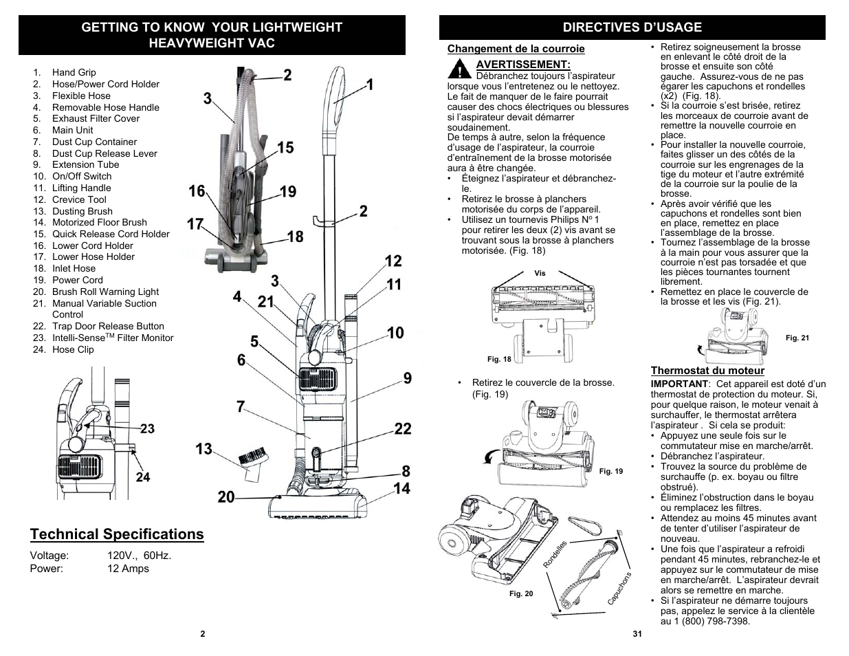 Technical specifications | Shark EP621 User Manual | Page 4 / 18