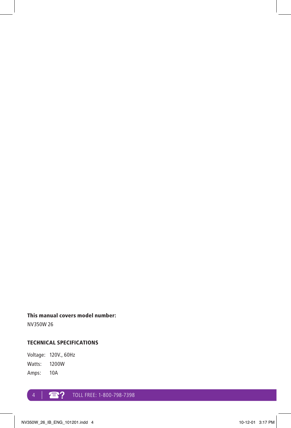 Shark NAVIGATOR NV350W User Manual | Page 4 / 20