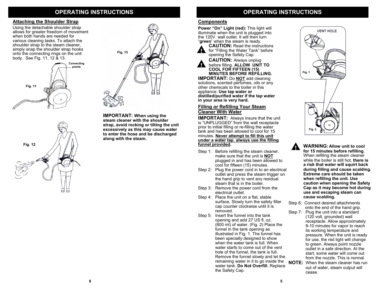 Operating instructions | Shark SC507 User Manual | Page 7 / 8