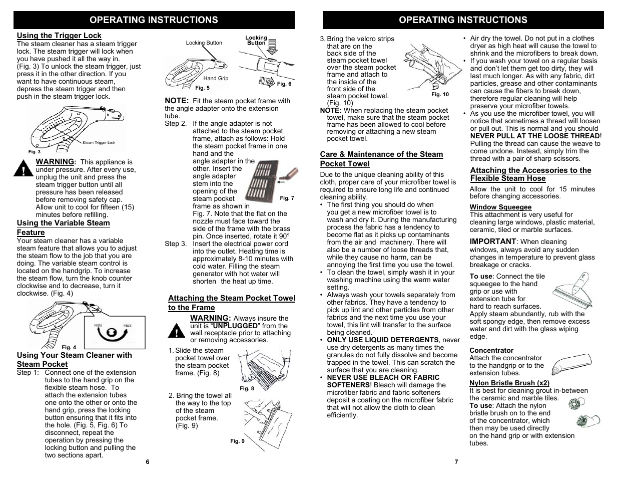 Operating instructions | Shark SC507 User Manual | Page 8 / 8