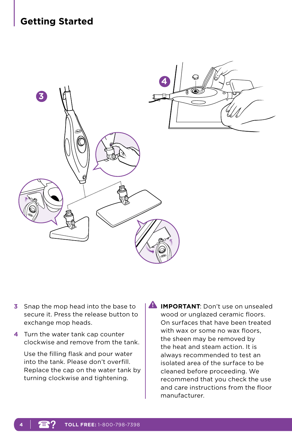 Getting started | Shark S3501 User Manual | Page 10 / 20