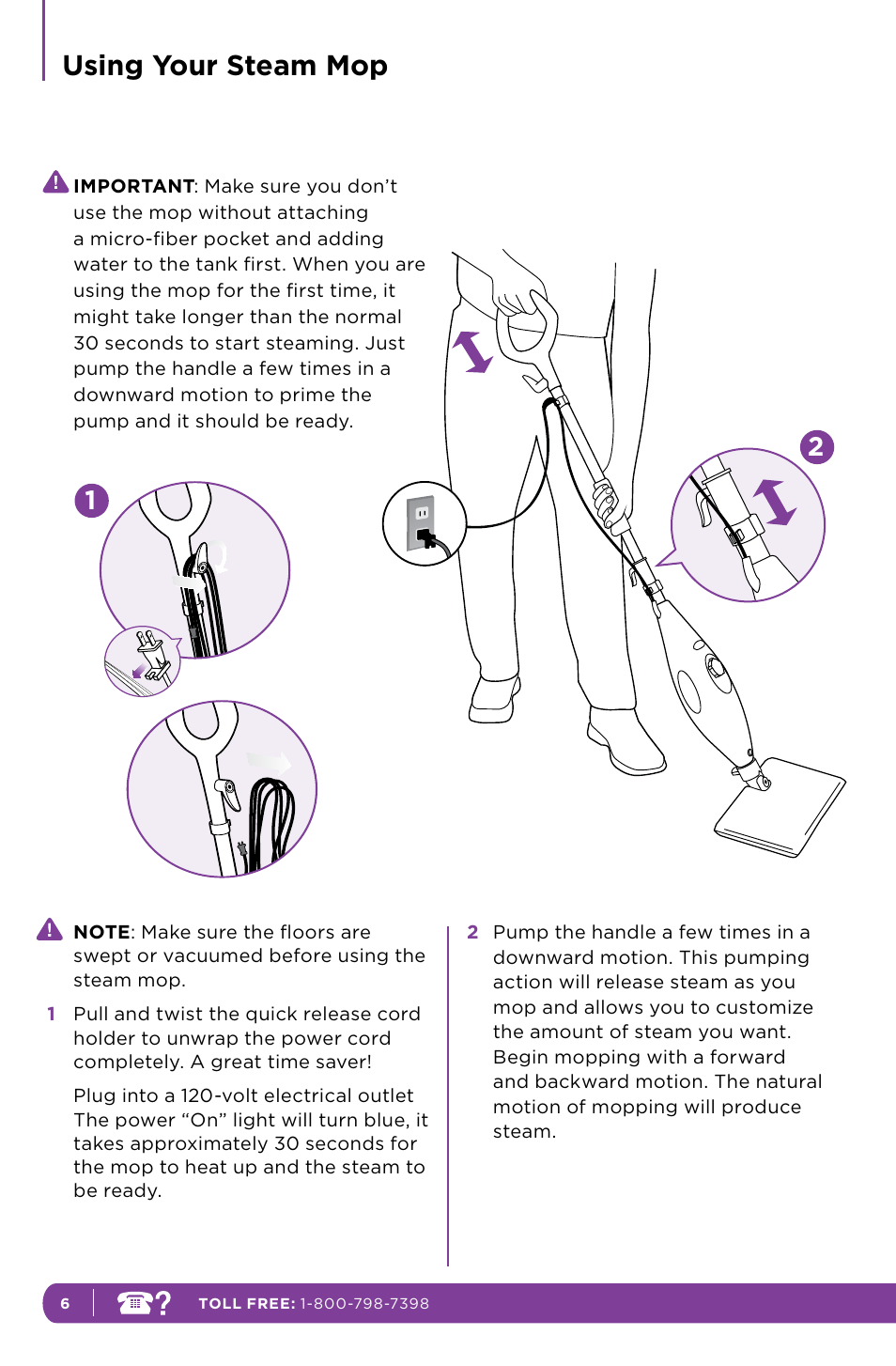 Using your steam mop | Shark S3501 User Manual | Page 12 / 20