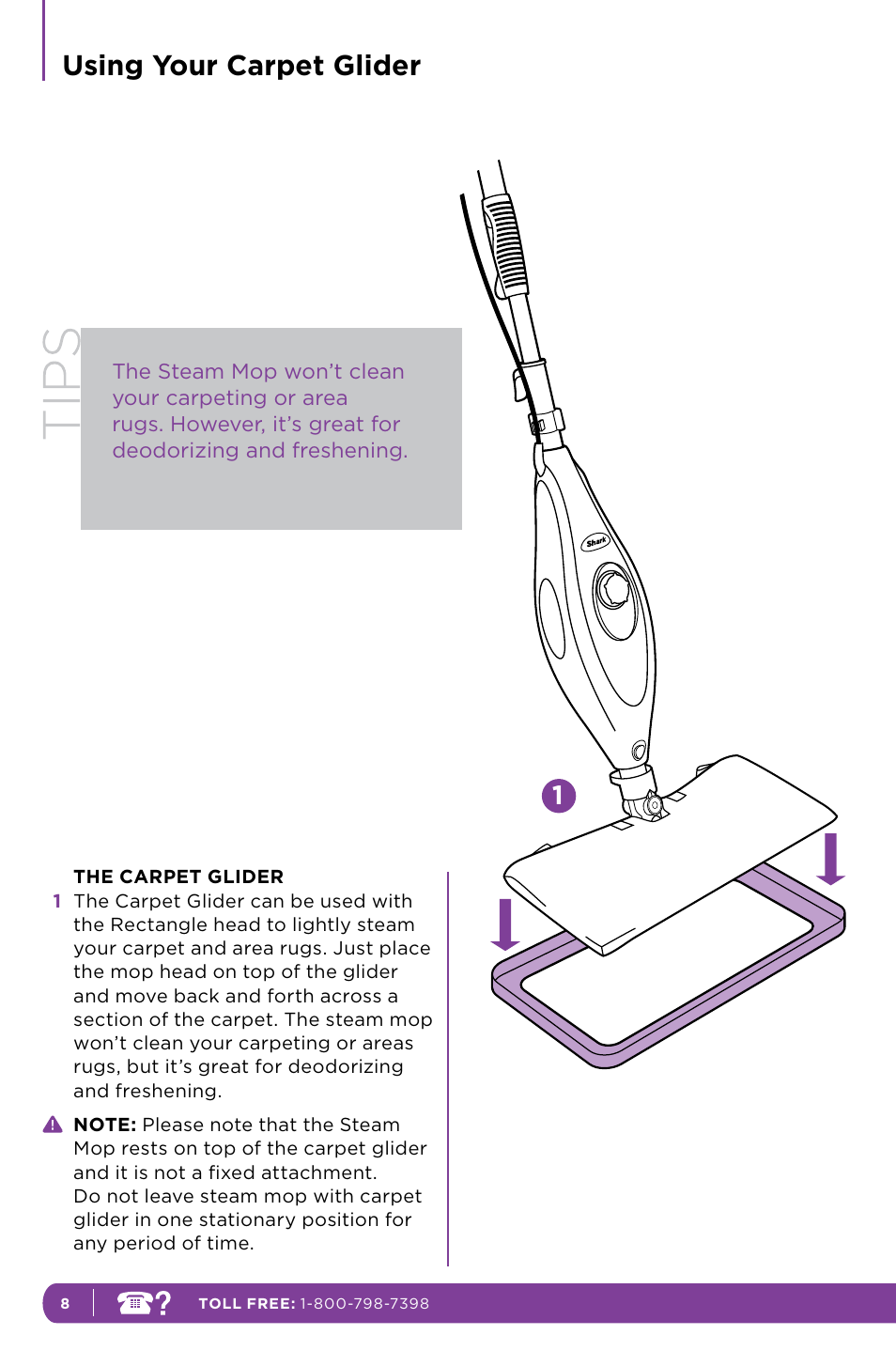 Using your carpet glider | Shark S3501 User Manual | Page 14 / 20