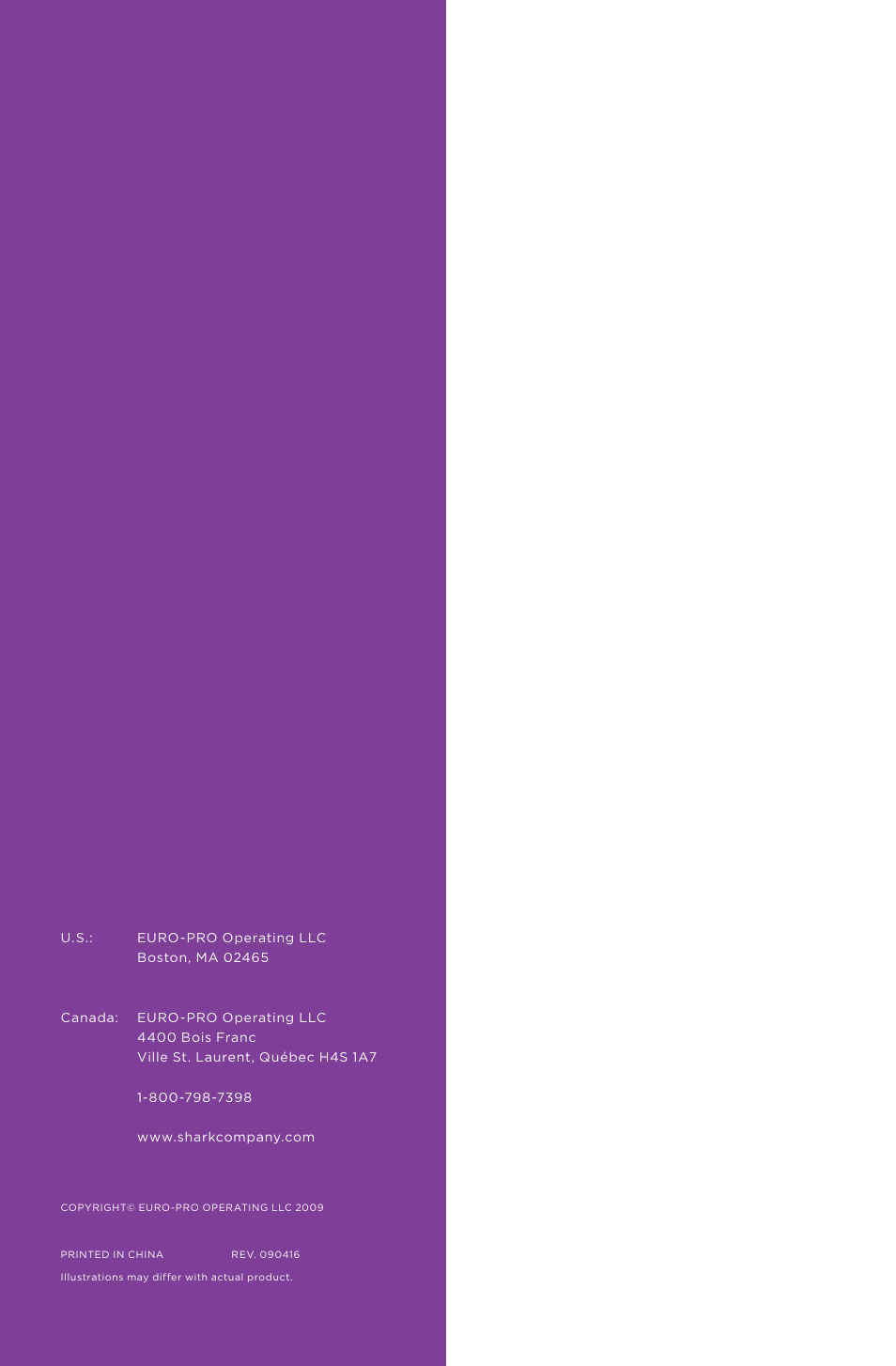 Shark S3501 User Manual | Page 20 / 20