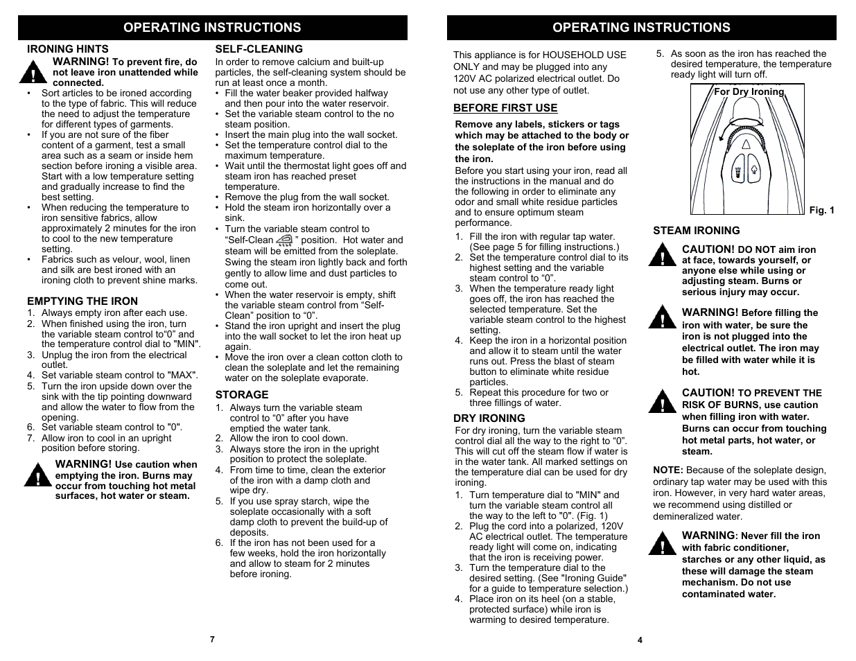 Operating instructions | Shark GI472 User Manual | Page 5 / 6