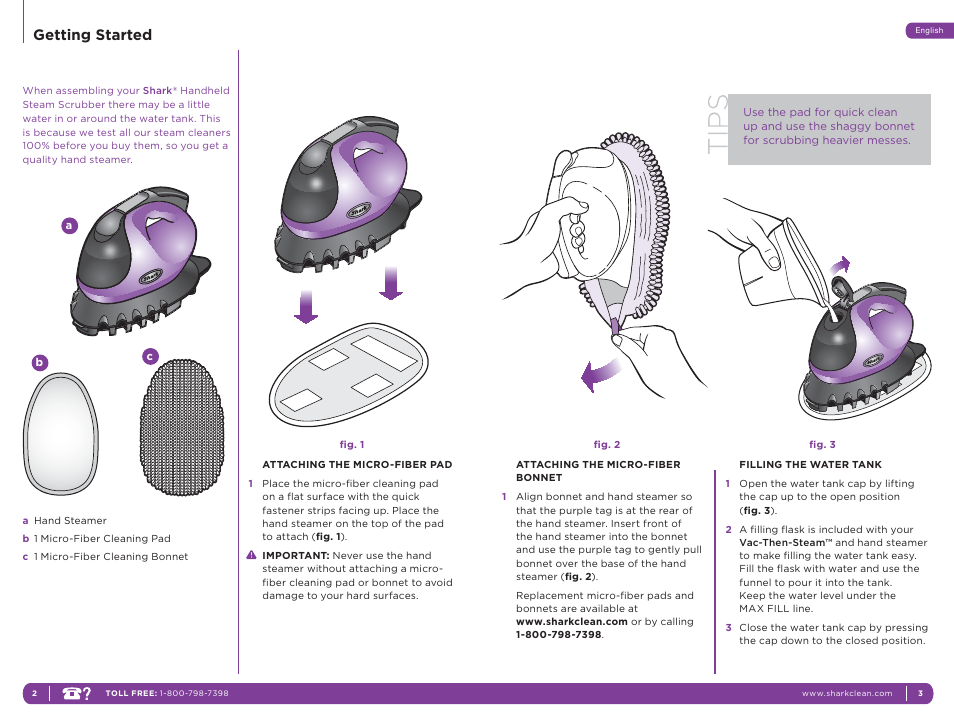 Getting started | Shark S3401 User Manual | Page 4 / 7