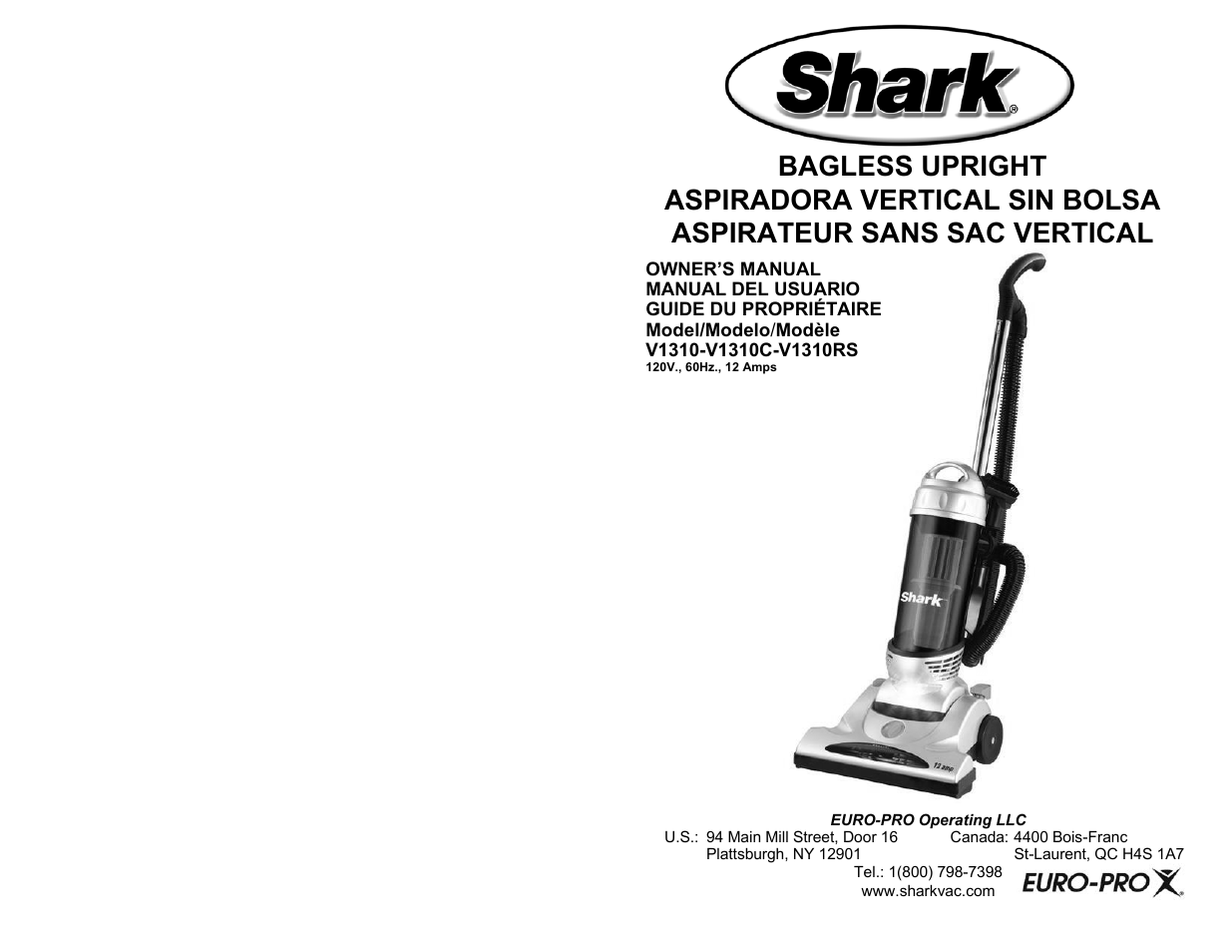 Shark V1310C User Manual | 20 pages