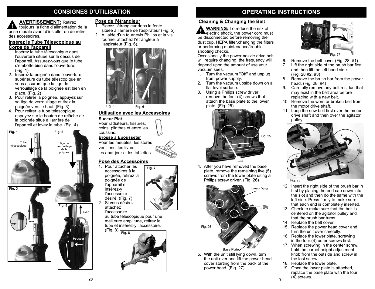 Consignes d’utilisation operating instructions | Shark V1310C User Manual | Page 11 / 20