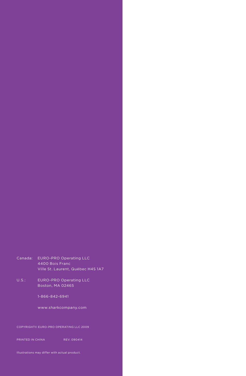 Shark S3501C User Manual | Page 11 / 11