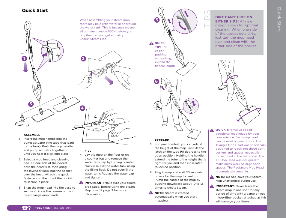 Quick s tart, Quick start | Shark S3501C User Manual | Page 3 / 11