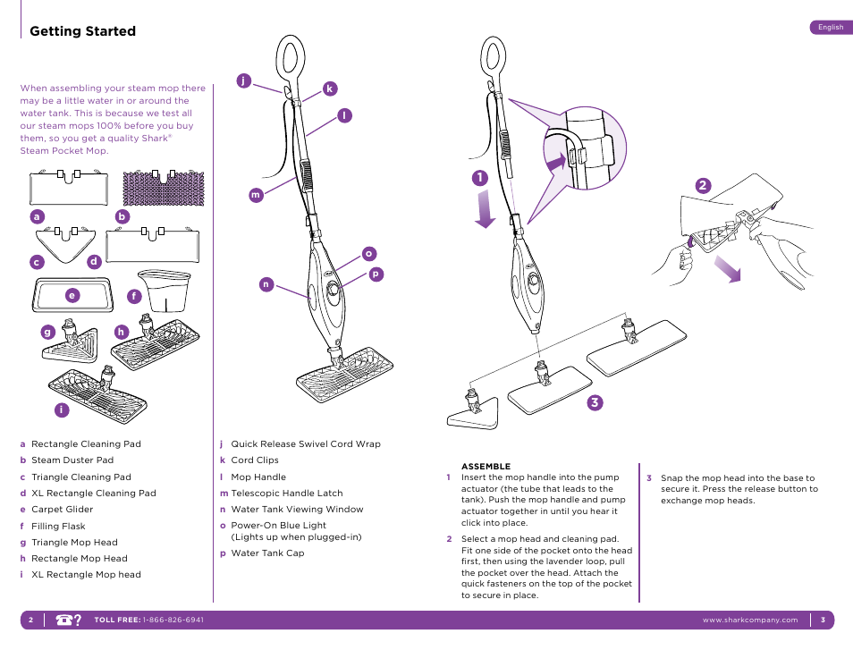 Getting started | Shark S3501C User Manual | Page 5 / 11