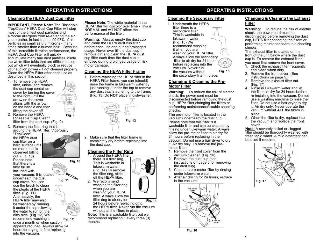 Operating instructions | Shark UV219CS User Manual | Page 8 / 8