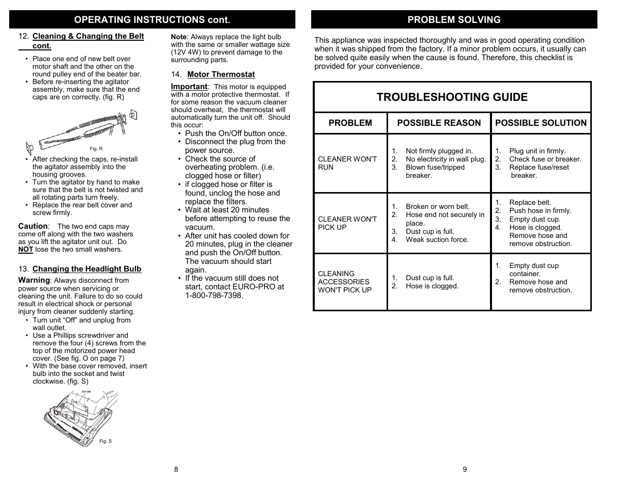 Troubleshooting guide | Shark EP708 User Manual | Page 5 / 6
