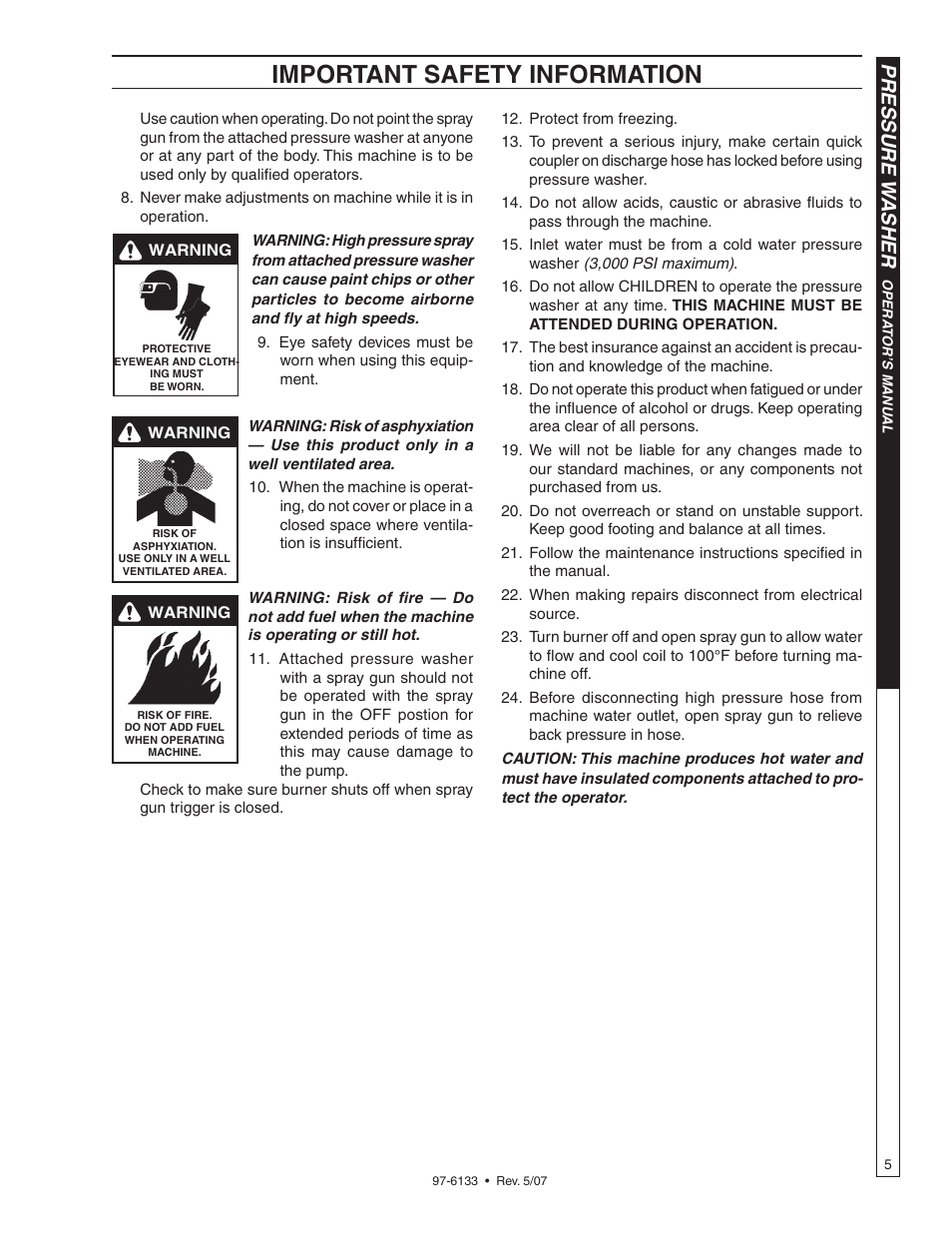 Important safety information, Pressure w asher | Shark HP-5030D User Manual | Page 5 / 22