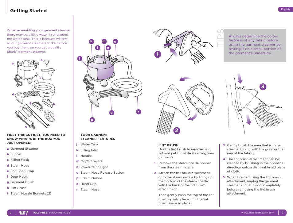 Getting started | Shark SC637 User Manual | Page 8 / 10