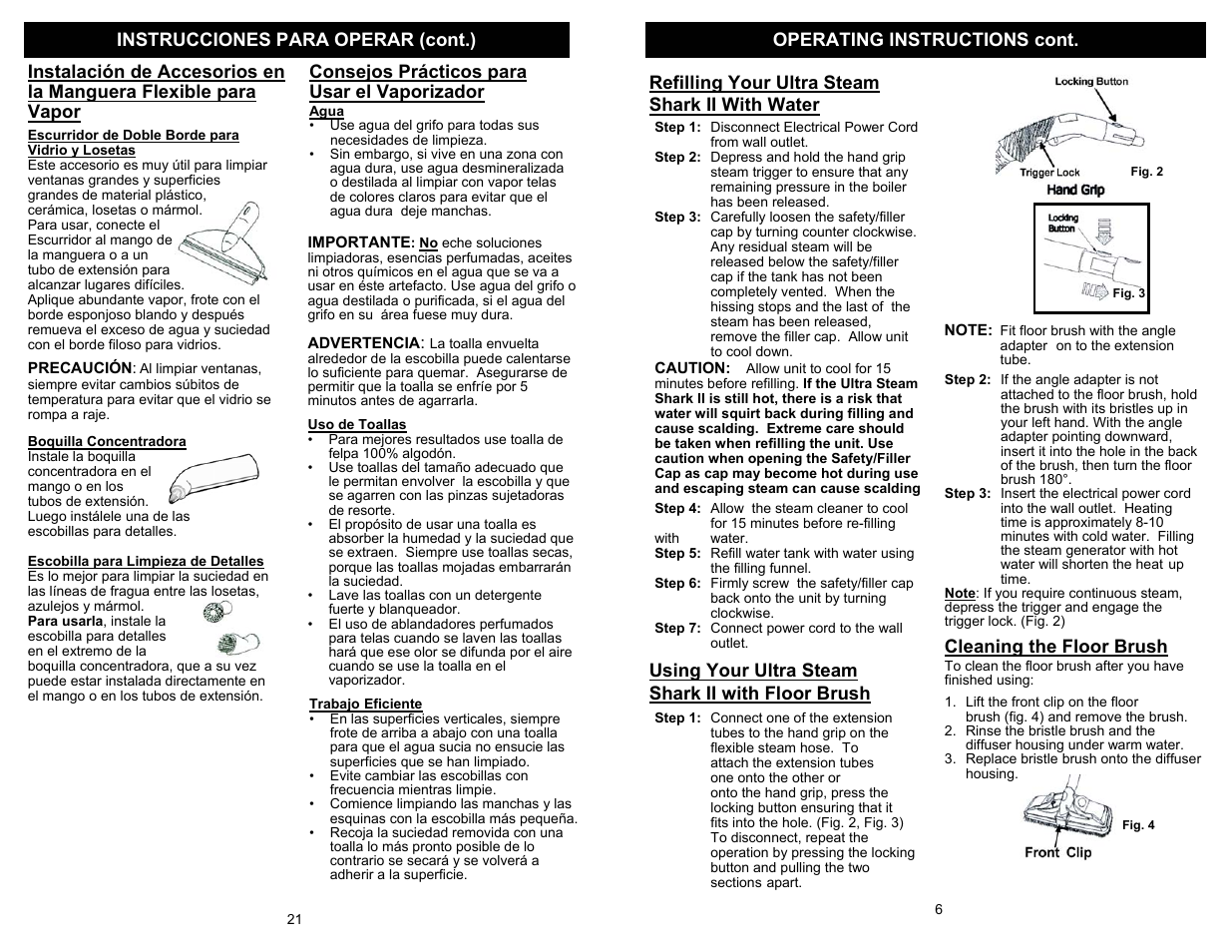 Consejos prácticos para usar el vaporizador, Refilling your ultra steam shark ii with water | Shark EP908 User Manual | Page 7 / 14