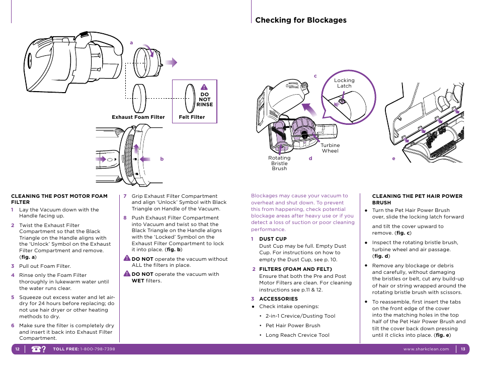Checking for blockages | Shark NH130 User Manual | Page 7 / 11