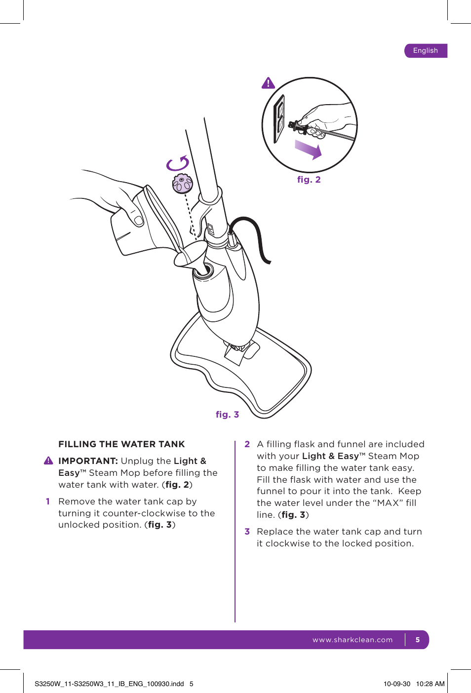 Shark LIGHT & EASY S3250W User Manual | Page 11 / 20