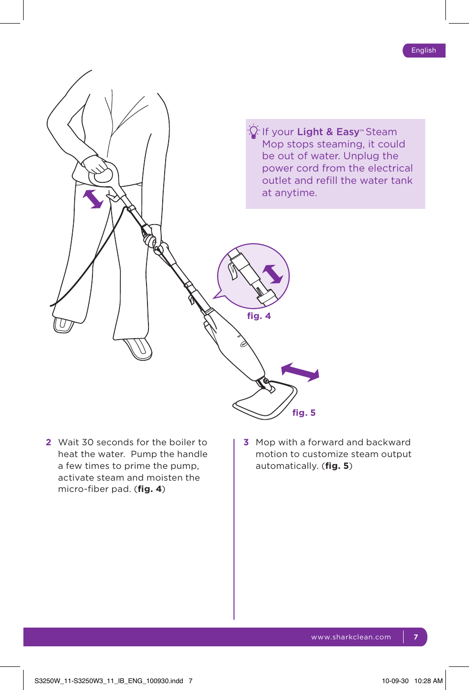 Shark LIGHT & EASY S3250W User Manual | Page 13 / 20
