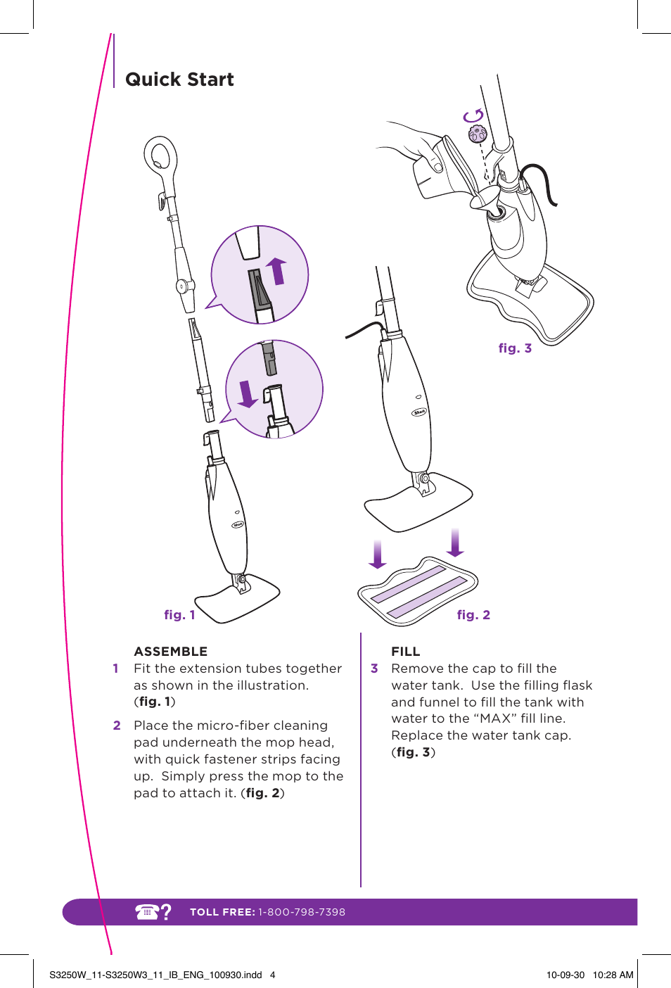 Quick start | Shark LIGHT & EASY S3250W User Manual | Page 4 / 20