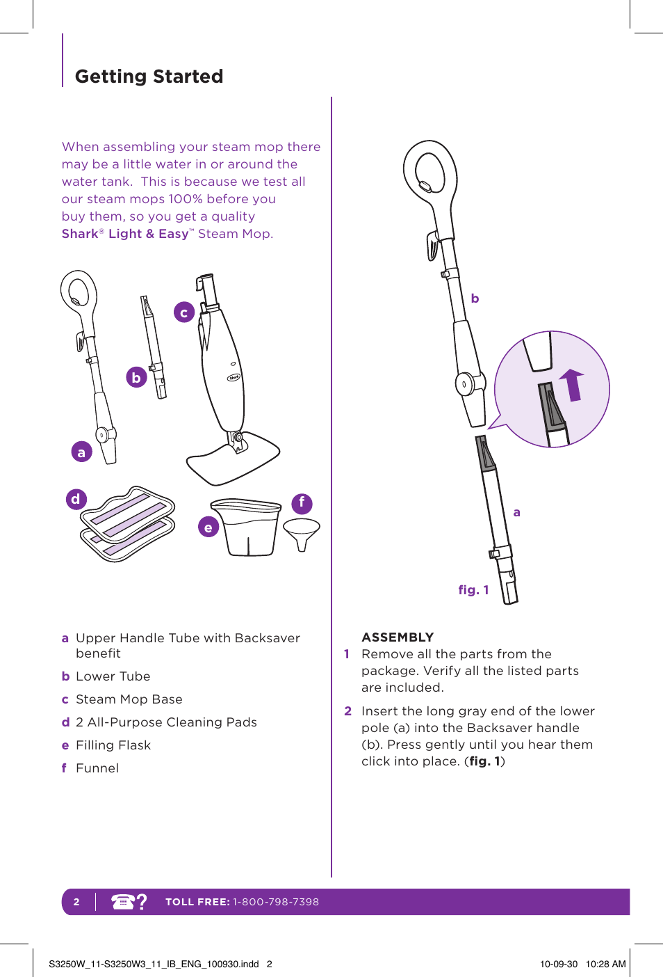 Getting started | Shark LIGHT & EASY S3250W User Manual | Page 8 / 20