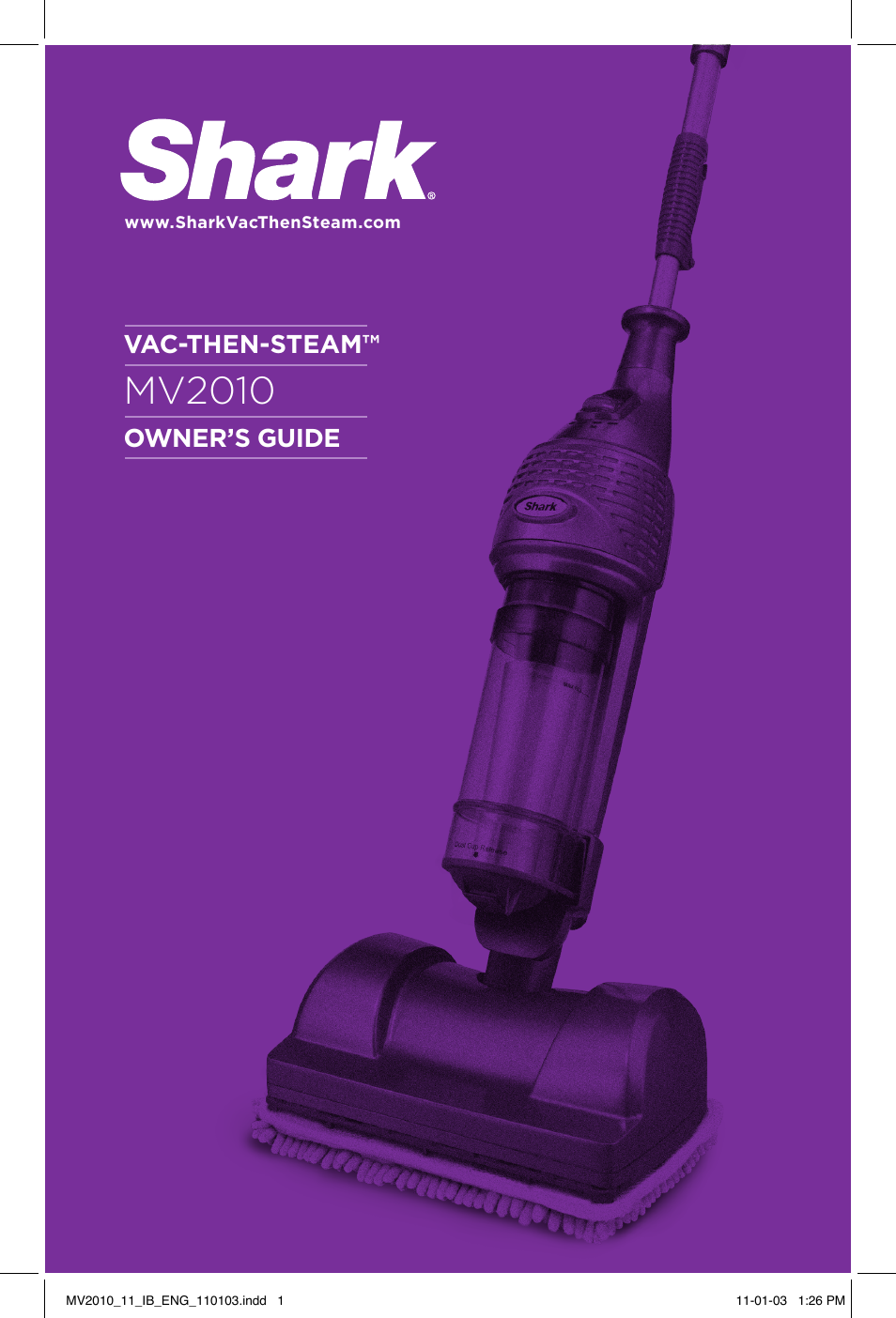 Shark VAC-THEN-STEAM MV2010 User Manual | 20 pages