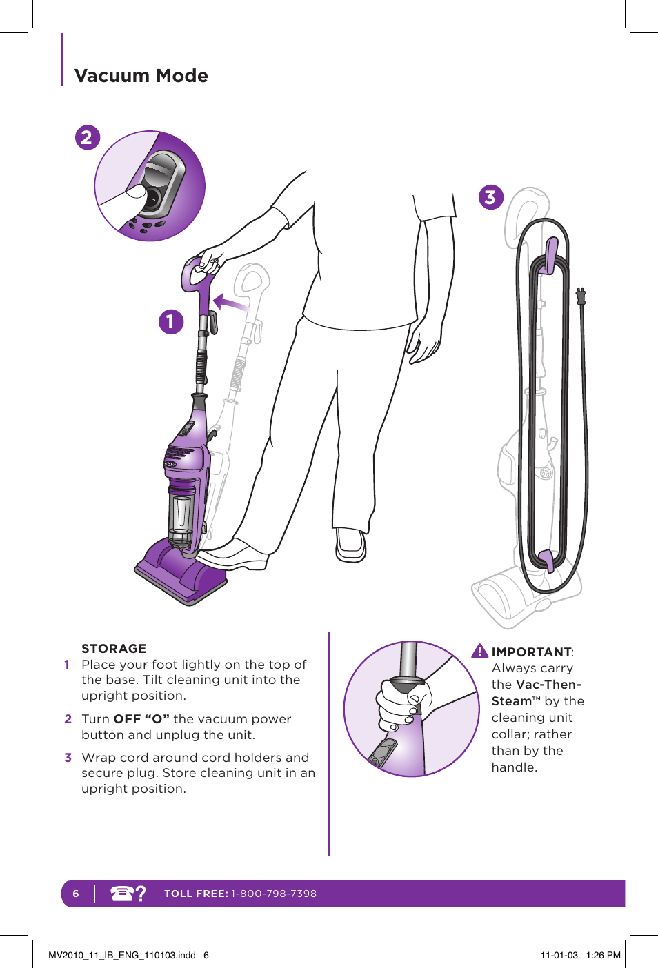 Vacuum mode | Shark VAC-THEN-STEAM MV2010 User Manual | Page 10 / 20