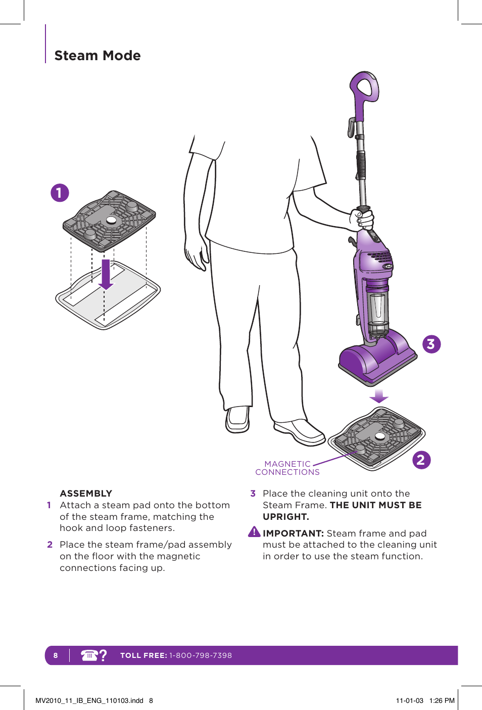 Steam mode | Shark VAC-THEN-STEAM MV2010 User Manual | Page 12 / 20