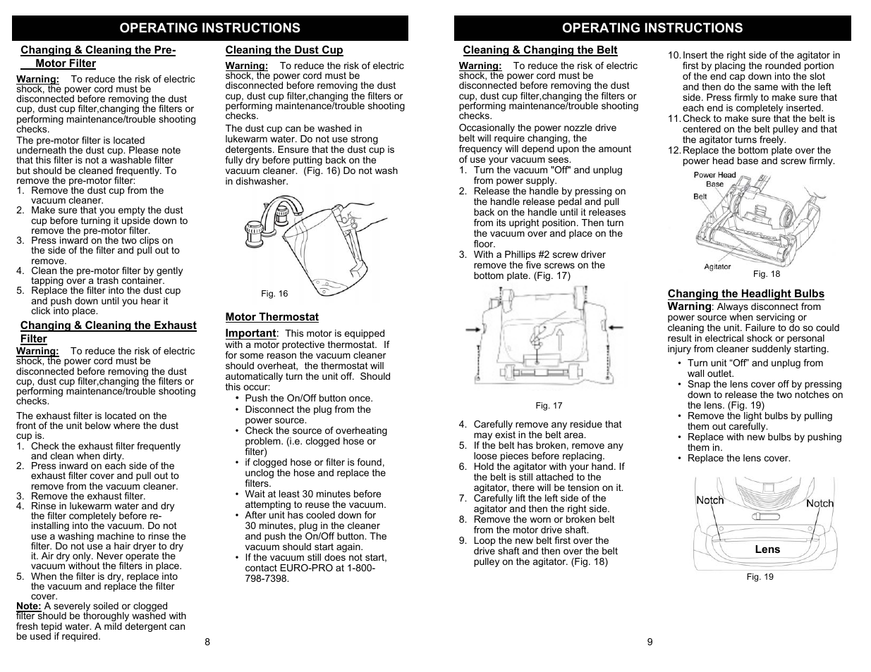 Operating instructions | Shark EP710 User Manual | Page 5 / 7