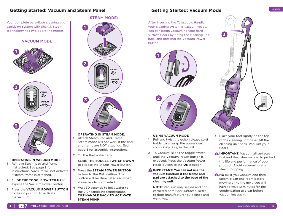 Shark VAC-THEN-STEAM MV2010WM User Manual | Page 5 / 11