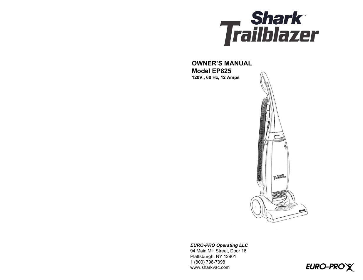 Shark EP825 User Manual | 6 pages