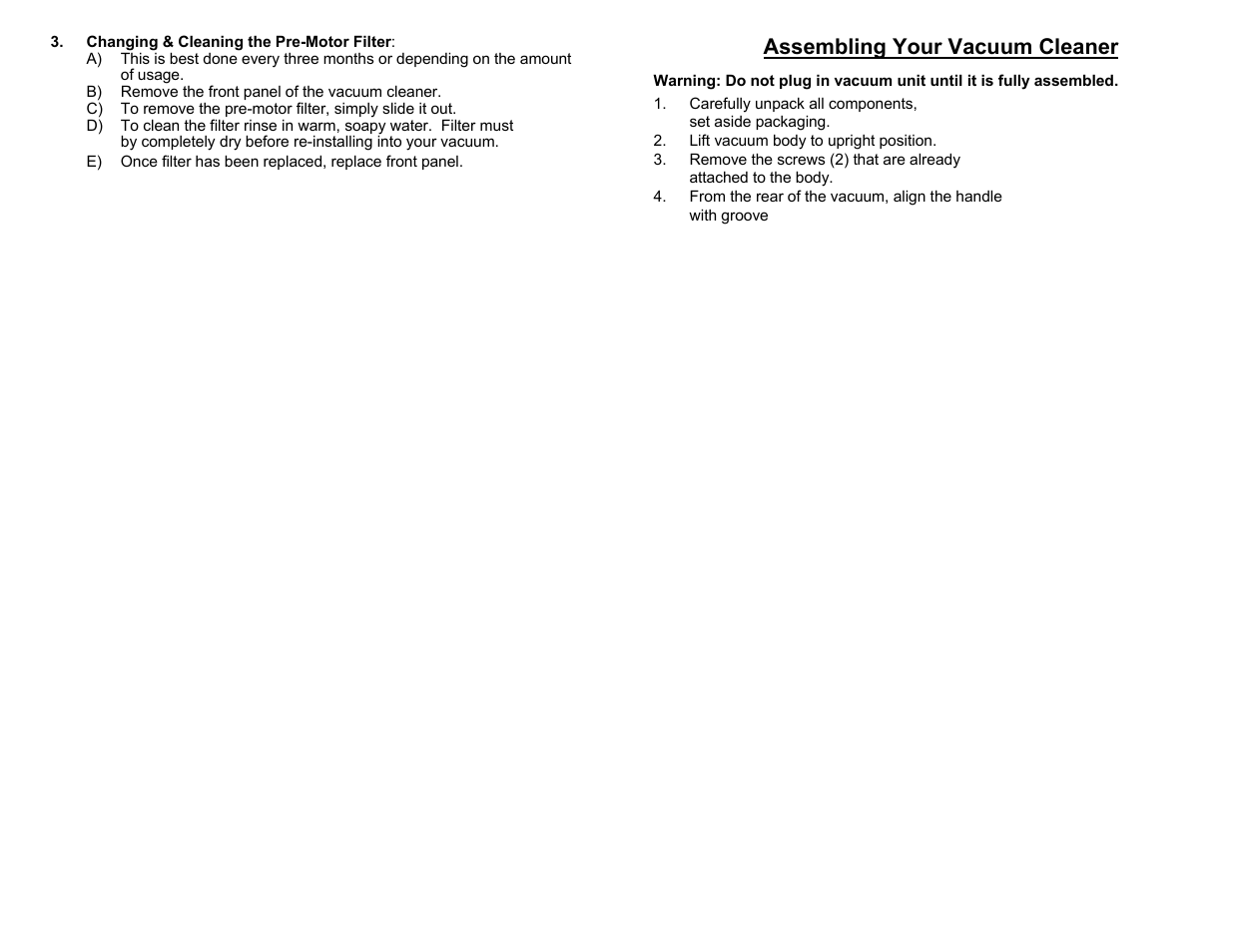 Assembling your vacuum cleaner | Shark UV204 User Manual | Page 5 / 6