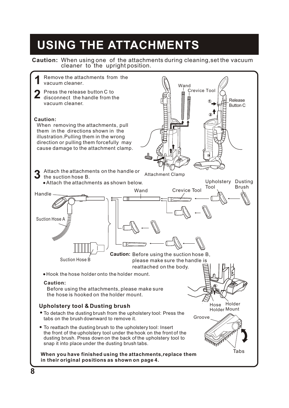 Т³гж 9, Using the attachments | Shark V1315 User Manual | Page 9 / 18