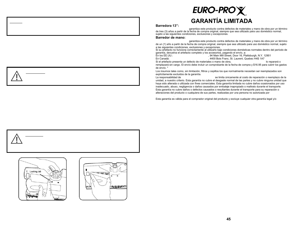 Garantía limitada, Battery removal & disposal, Removal of battery pack | Shark V1730 User Manual | Page 10 / 28