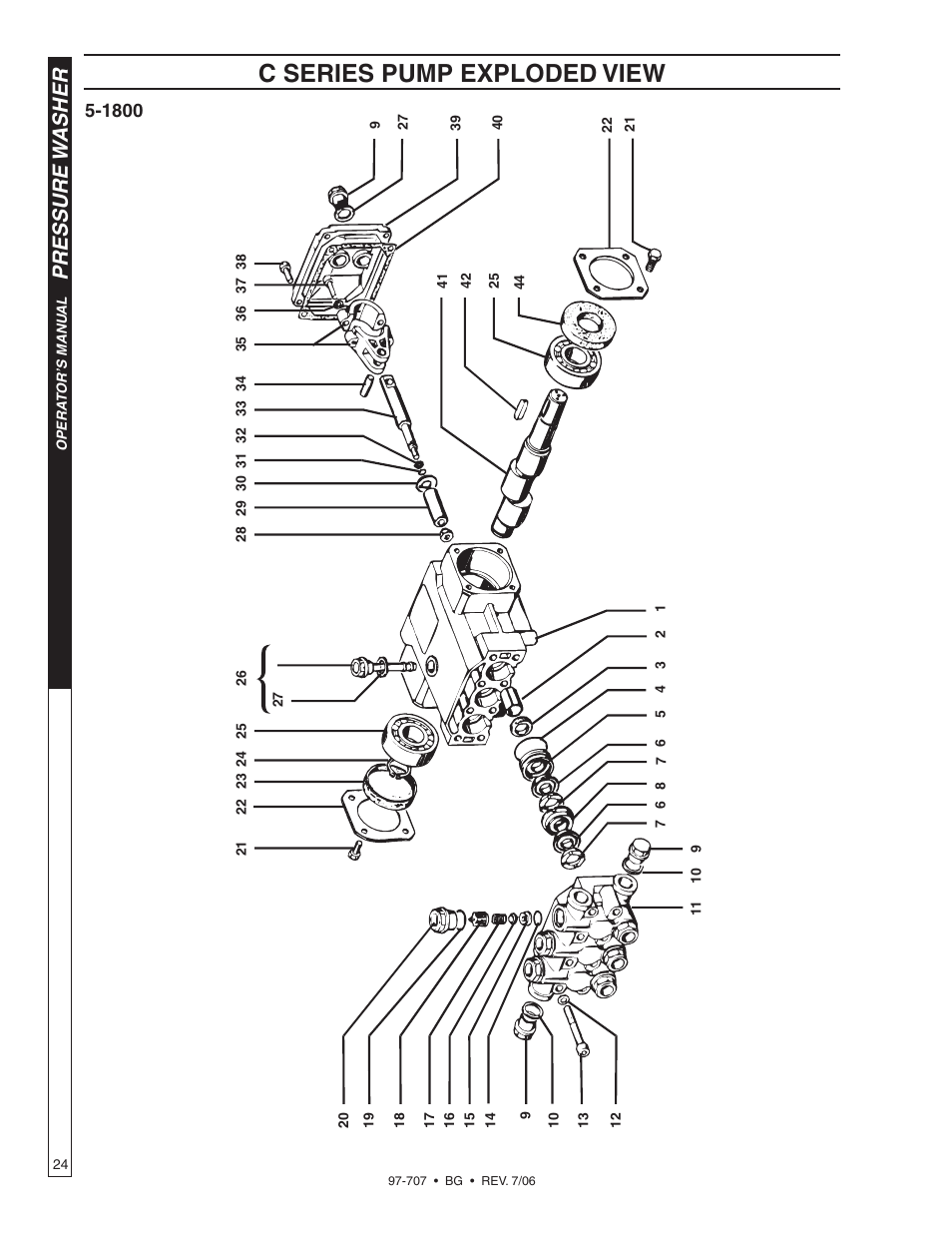 C series pump exploded view, Pressure w asher | Shark BG-3735 User Manual | Page 24 / 34